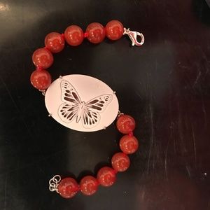 Red Agate Butterfly Grounded & Safety Bracelet